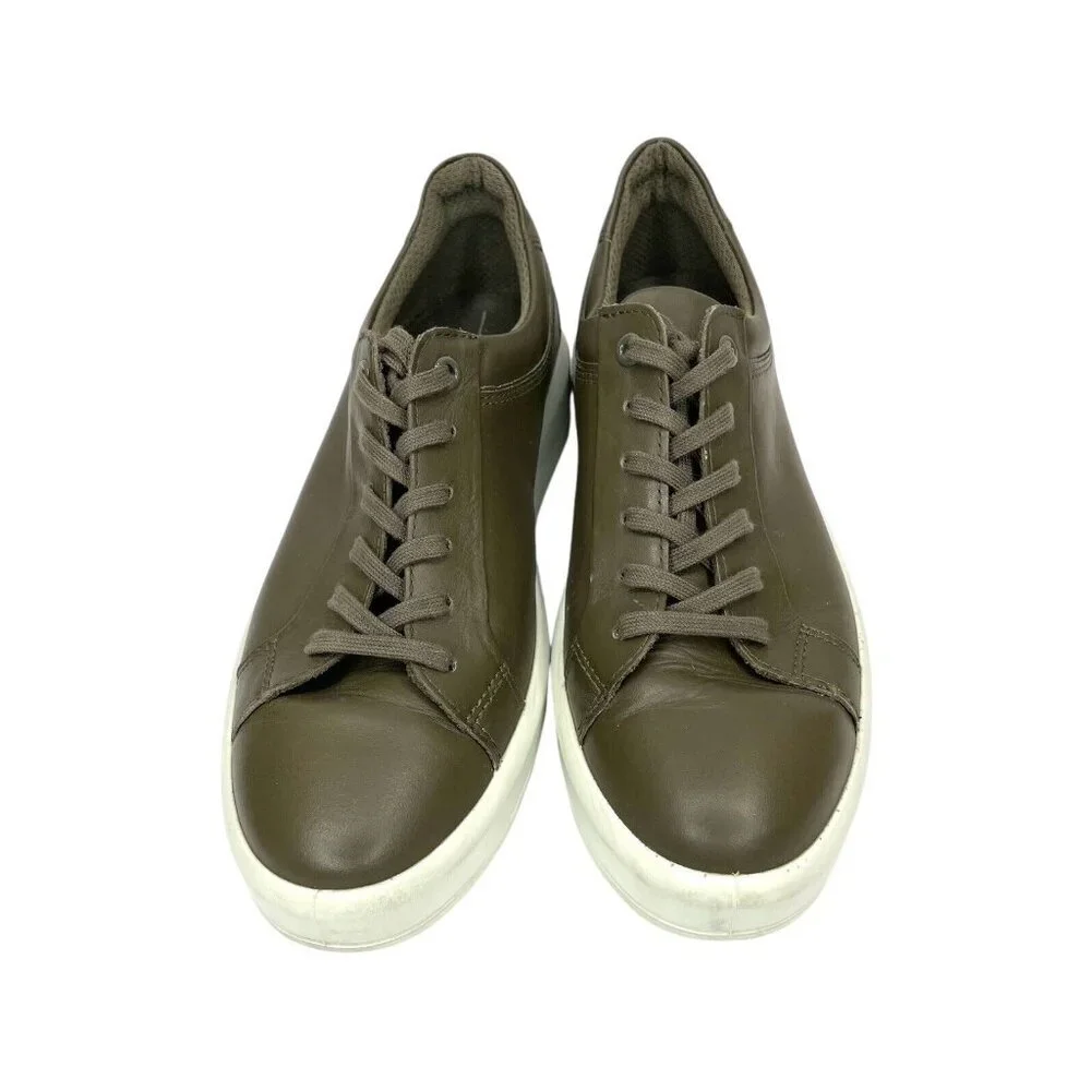 ECCO Soft 9 II Sneakers Leather Tarmac Olive Green SZ 39 EU 8-8.5 US